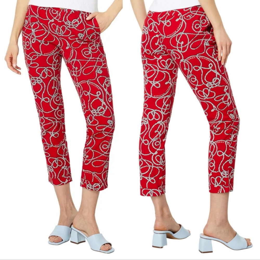 NEW Tommy Hilfiger Hampton Stretch Cropped Nautical Ankle Pants Womens Sz 12 NWT